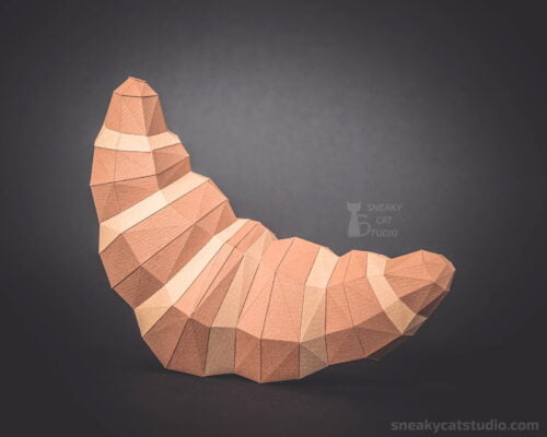 Polygonal Croissant on a dark background main view