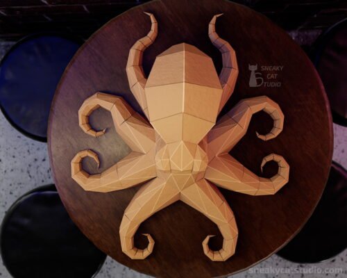 Polygonal Beige Octopus on the table top view