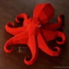 Polygonal Red Octopus on the floor main view