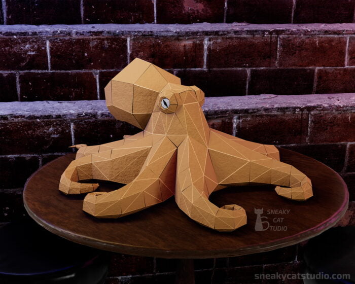 Polygonal Beige Octopus on the table main view