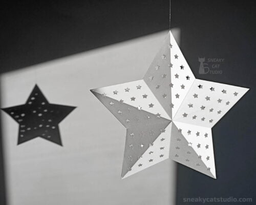 FREE Geometric paper white star with stars pattern main view