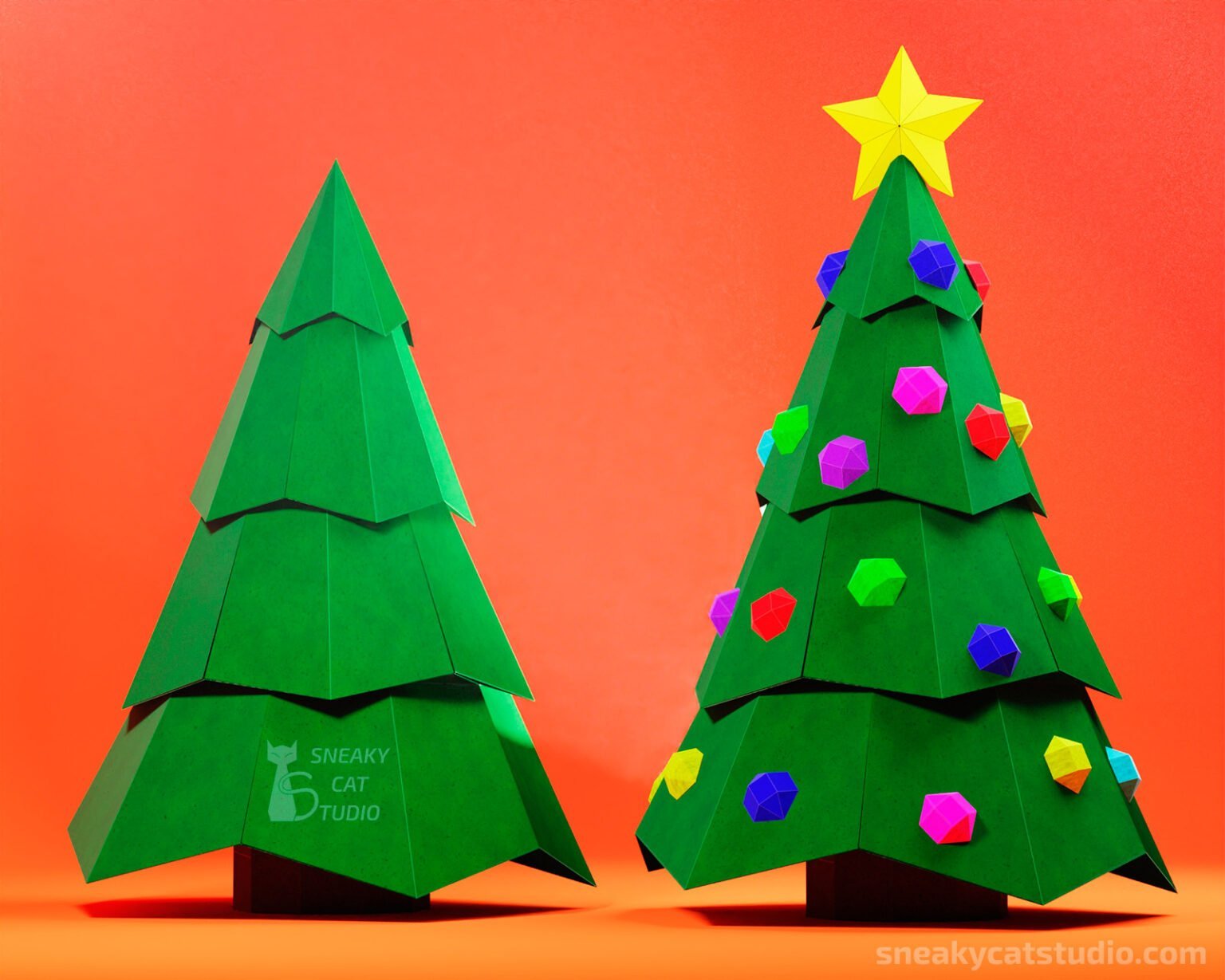 Paper Christmas tree papercraft template