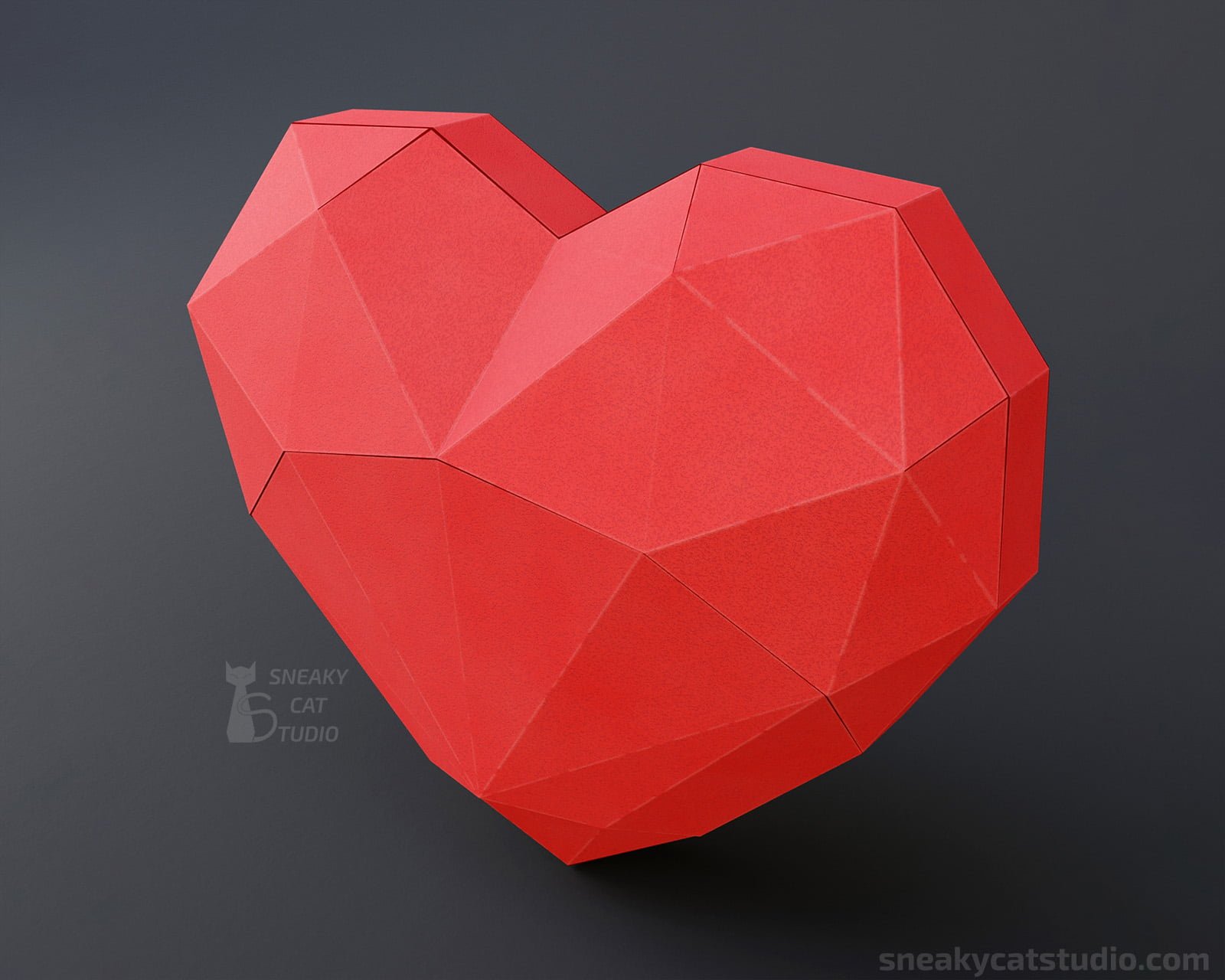 DIY Paper Heart 3D Papercraft Printable PDF, DXF