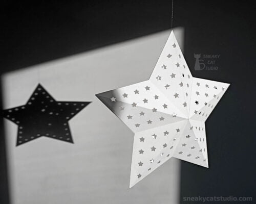 FREE Geometric paper white star with stars pattern front view