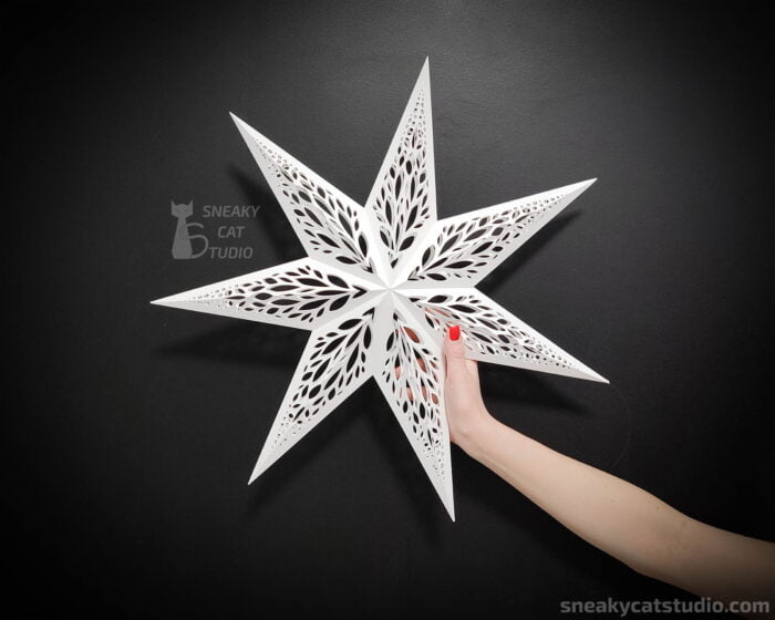 Paper 7-pointed star with pattern - papercraft template
